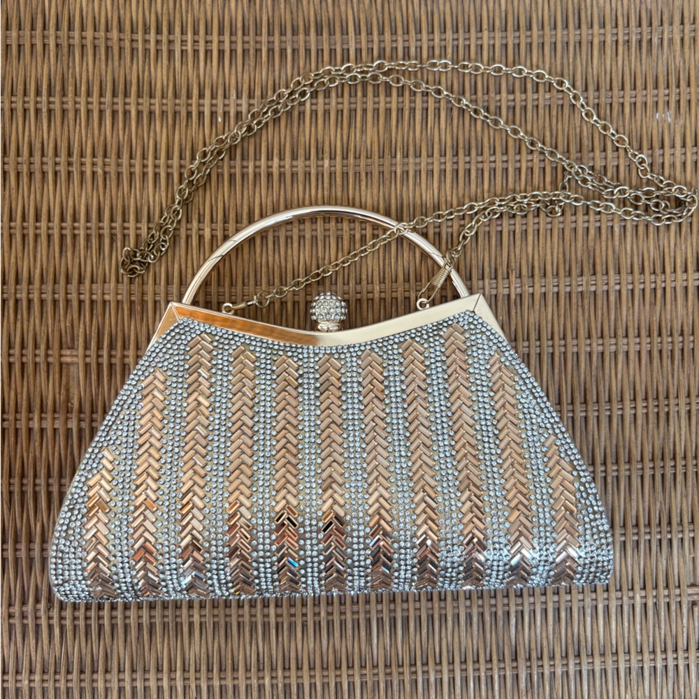 Elegant Silver and Gold Clutch Bag
